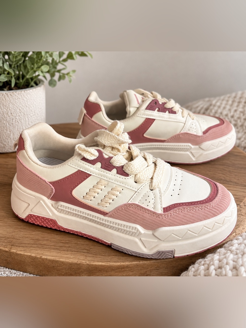 MESCHI Pink & Cream Chunky Sneakers EU 37 | Y2K Retro
